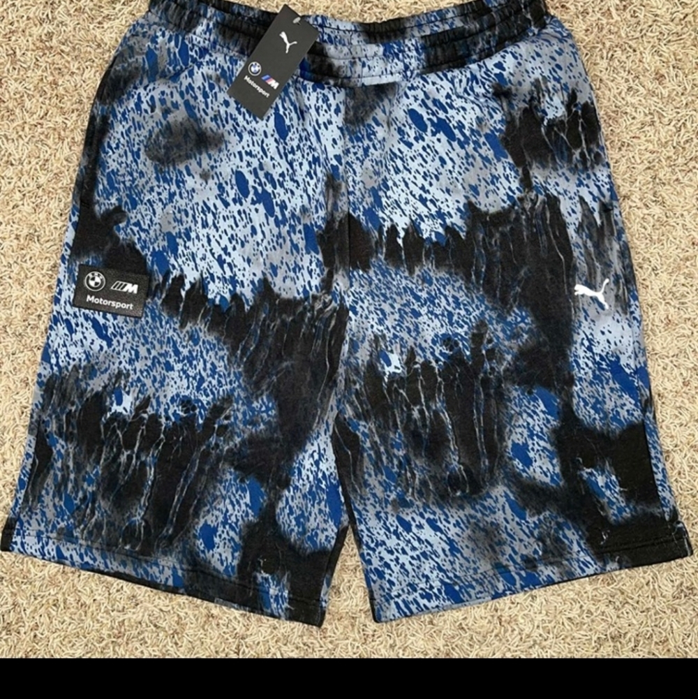 Puma Men's Blue and Black Athletic Shorts